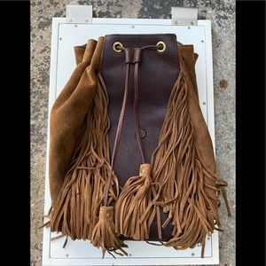 Frye Leather and Suede Fringe Hobo Bag with Original Care Tag